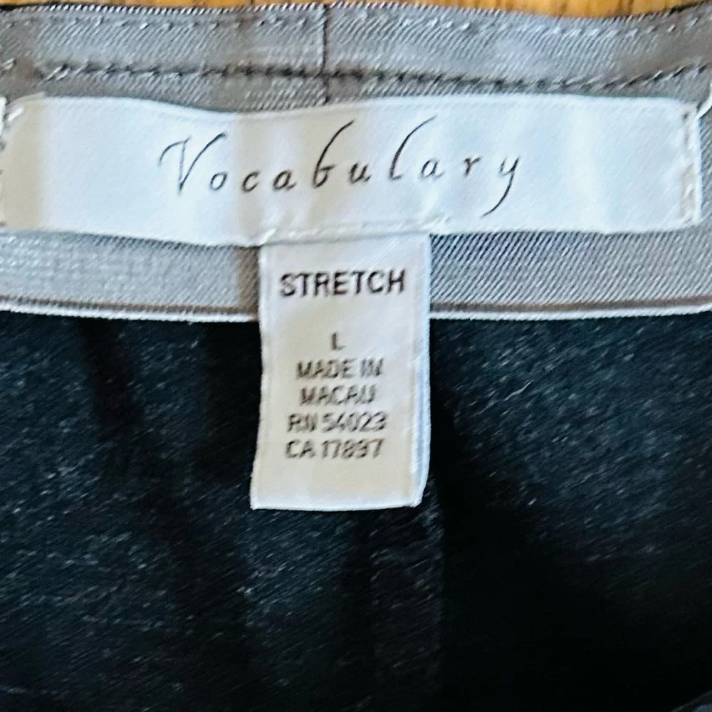 Vocabulary Gray Charcoal Heathered Elastic Waist Stretch Pencil Skirt, size L - Picture 3 of 7